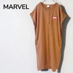 【マーベルMARVEL】ノースリーブ　ロングワンピース　ワッフル生地　ロゴ刺繍のサムネイル