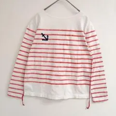 DK made カットソー 長袖 ボーダー S いかりマーク 刺繍