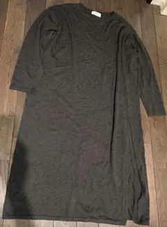 OPAQUE.CLIP　薄手ニット　ロングワンピース　グレー