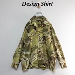 古着・大人気総柄シャツ・一点物・くすみグリーン系カラー・開襟・1416