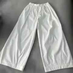 ホワイト ワイドパンツ ゴムウエスト