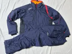 サイズ違い上下アシックス中綿入りウオームアップジャケットパンツ