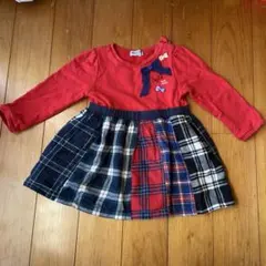ミキハウス　赤　チェック　ワンピース　90cm