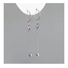 スターリングシルバーピアス⭐️ピアス⭐️チェーンピアス⭐️ジュエリー⭐️パープル