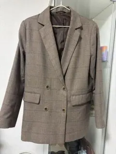 GU ブラウン チェック ダブルブレストジャケットのサムネイル