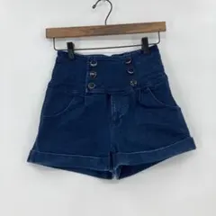 one way ワンウェイ ダークブルー ハイウエストショートパンツ