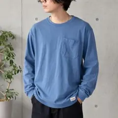 Wrangler フェード ロンT M ブルーグレー 胸ポケット 長袖Tシャツのサムネイル