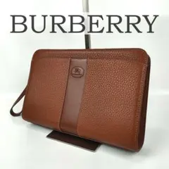 未使用級 バーバリー ロンドン セカンドバッグ クラッチ ノバチェック レザー