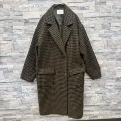 LOWRYS FARM ローリーズファーム チェック柄チェスターコート 黒茶 L