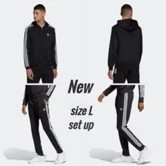 新品 L adidas originals ジャージ 上下 黒 フルジップ