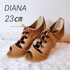 ダイアナ　DIANA　スエード オープントゥ ヒール　編み上げ　23㎝