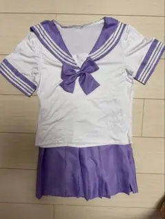 【１回のみ着用】セーラー服 コスプレ衣装 パープル 上下セットのサムネイル