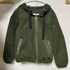 trois フード付きオリーブグリーンジャケット