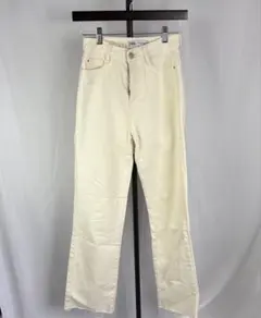 b33【訳あり】【ZARA】ザラ　デニムジーンズ32 オフホワイト 男女兼用