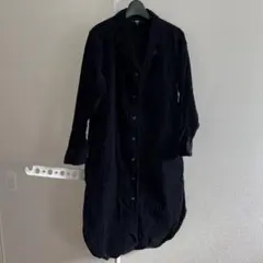 ネイビー　コーデュロイ長袖シャツワンピース　ユニクロ