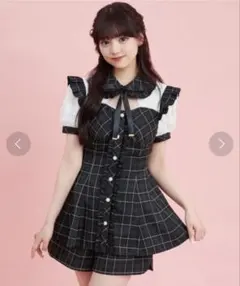 ミシェルマカロン チェックリボンシャツジャンスカセット - メルカリ