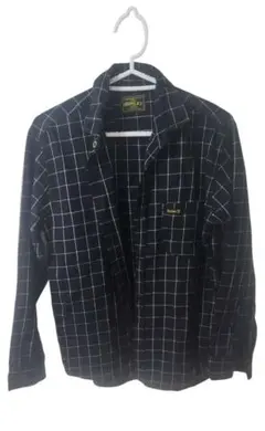 Hurley チェックシャツ ブラック 長袖 メンズL 襟ボタン欠品あり
