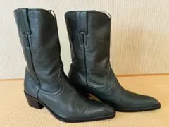 アニエスベーAgnes b本革レザー ウエスタンブーツ深い濃緑系色のサムネイル