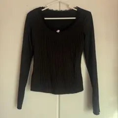 SHEIN ブラック リブ編み トップス XS