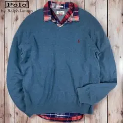 09M181◯ RalphLauren 長袖 コットンニット セーター 春秋 L