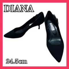 ダイアナ パンプス ビジュー スエード 24.5cm ピンヒール ブラック