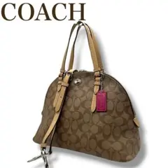 COACH コーチ シグネチャー 2WAY バッグ PVC レザー ブラウン