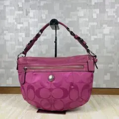 美品 コーチ ショルダーバッグ ワンショルダー キャンバス ピンク 
