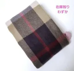 チェックフリース生地　ベージュ×ブラウン　1枚