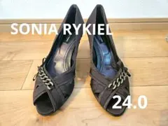 SONIA RYKIEL ソニアリキエル オープントゥパンプス ブラウン 24のサムネイル