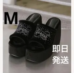 新品 即日発送 Darich ベロアロゴビジューサンダル M BLK