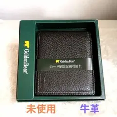 新品　箱付き　Golden Bear 二つ折り財布 黒 牛革
