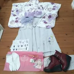 ☆*アリサナ サイズ150cm紫と白の花柄袴フルセット ☆*