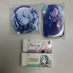 プロセカ　缶バッチ:白石杏　初音ミク　消しゴム（未使用☆）:暁山瑞希　日野森雫
