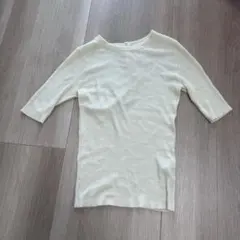 Moussy クリーム色 リブ編み 長袖セーター