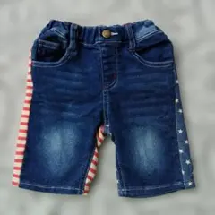 キッズ　ベビー　デニム　ハーフパンツ　　ズボン　90　保育園着　黒　アメカジ