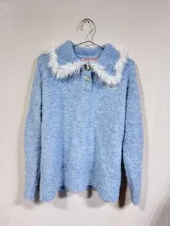 ziziFei 水色 フリル襟 セーター S