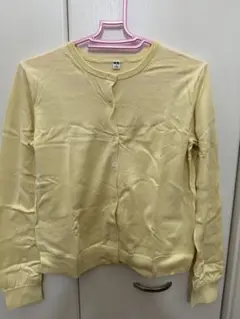 ユニクロ UVカットクルーネックカーディガン イエロー L
