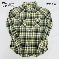 美品✨ラングラー×ショコラフィネローブ ウエスタンシャツ ネル M 黄緑チェック