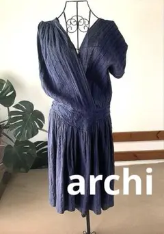⭐︎archi ネイビーラップドレス 半袖