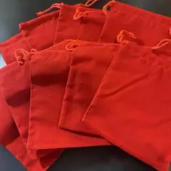 ベルベット風赤い巾着袋 10枚セット