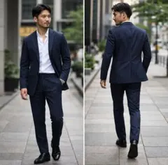 【極美品】イタリア生地 ジョセフアブード ストライプ セットアップスーツ 紺 L