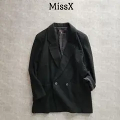 ミスエックス　厚手　ダブルブレスト　チェスターコート　テーラード　黒　L