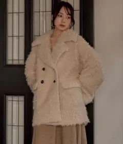midealマイディール shaggy middle coat OFFWHITE - メルカリ