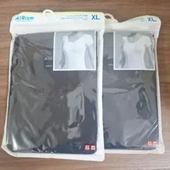 UNIQLO AIRism U ネックT 半袖XL ブラック×２