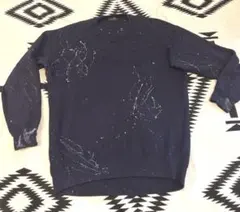 ZARA MAN ネイビー ダメージ加工　オーバーサイズ　ニット　XL L