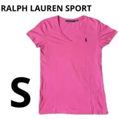 【未使用】RALPH LAUREN SPORT❤️Vネック 半袖 ピンク S