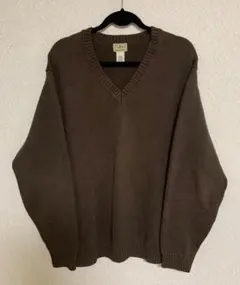 L.L.BEAN コットンニット セーター ブラウン Vネック 90s〜00s