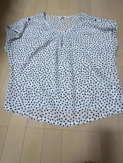 UNIQLO ドット柄 半袖シャツ Lサイズ ホワイト/ブラック