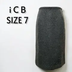 iCB アイシービー 刺繍入りウール混タイトスカート グレー サイズ7 667