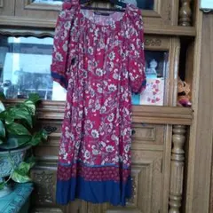 AS KNOW AS チュニックワンピース 総柄 花柄 オーバーサイズ ゆったり